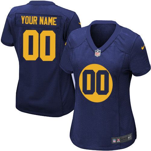 Nike Green Bay Packers Customized Navy Blue Stitched Women's NFL Jersey